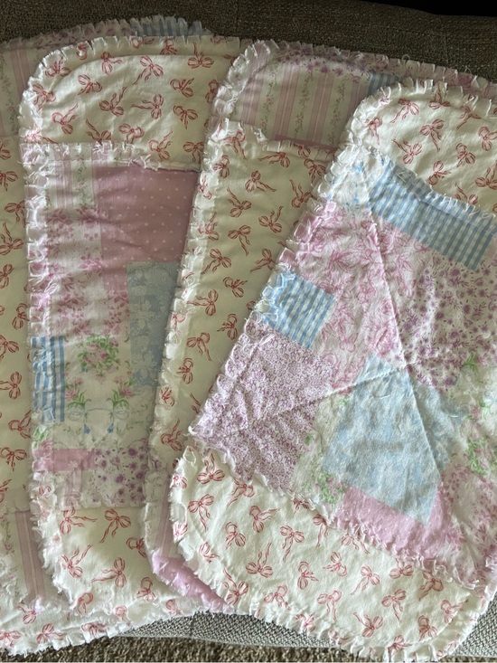 Handmade Other - Handmade Pastel Baby Burp Cloths - Rag Edge Finish